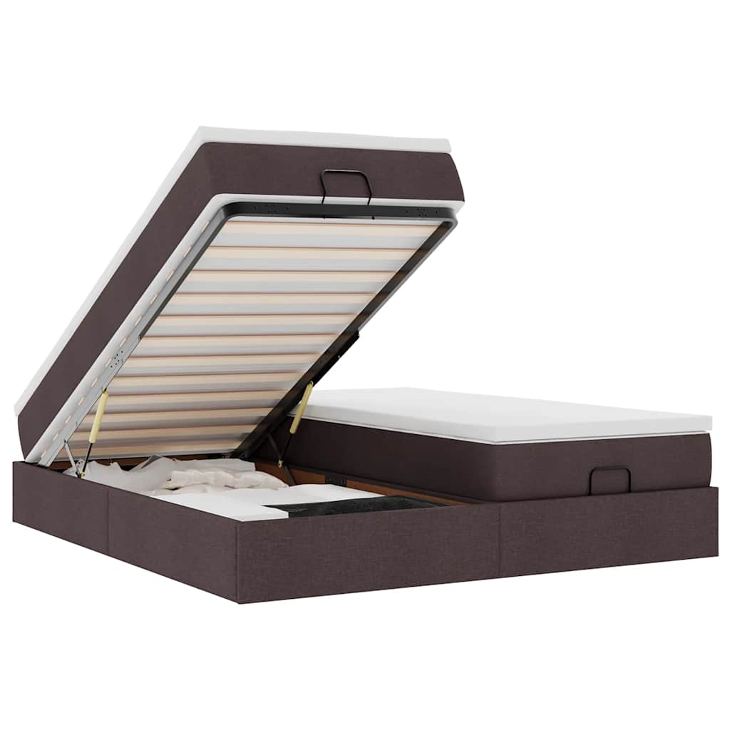 Ottoman-Bett mit Matratzen Dunkelbraun 200x200 cm Stoff