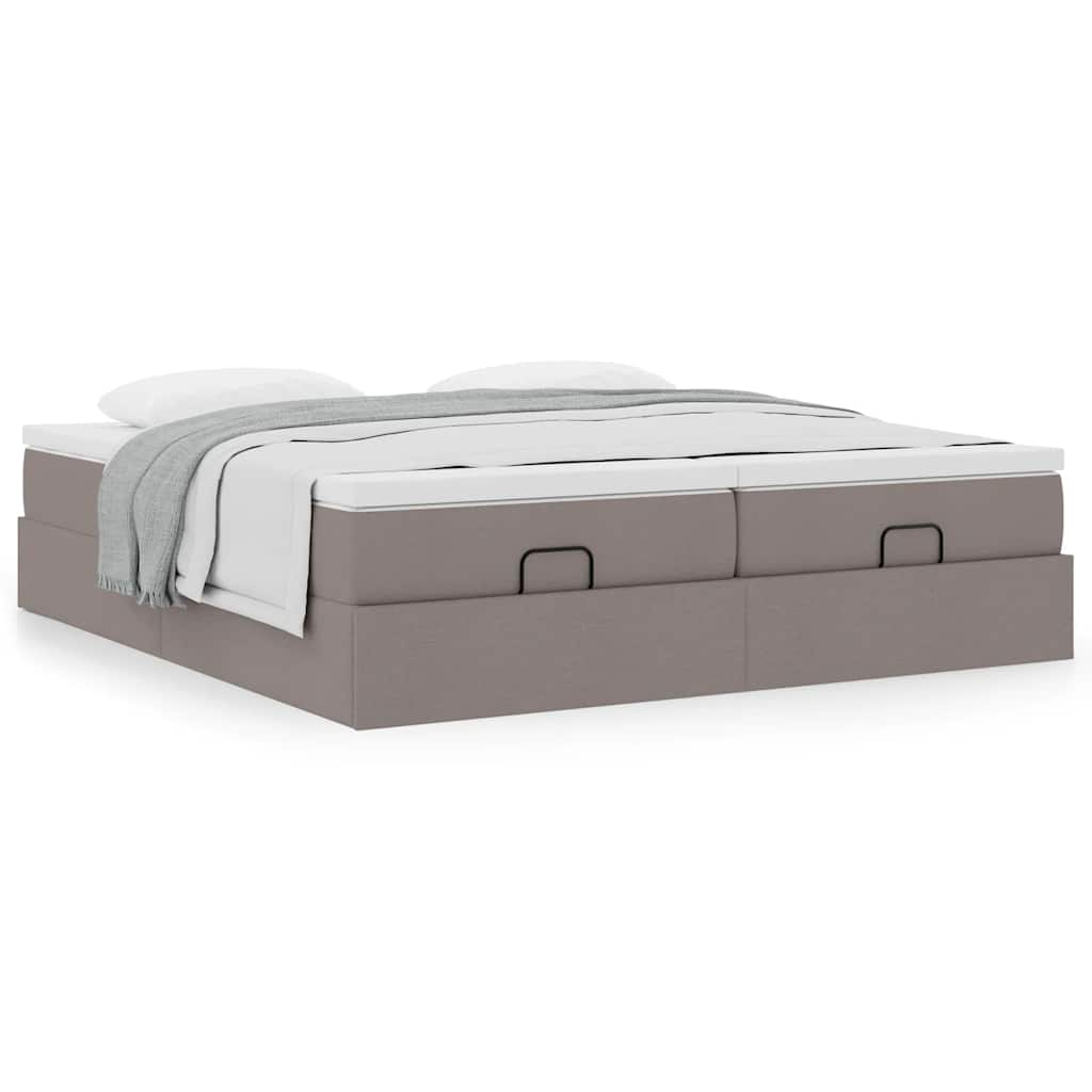 Ottoman-Bett mit Matratzen Taupe 200x200 cm Stoff