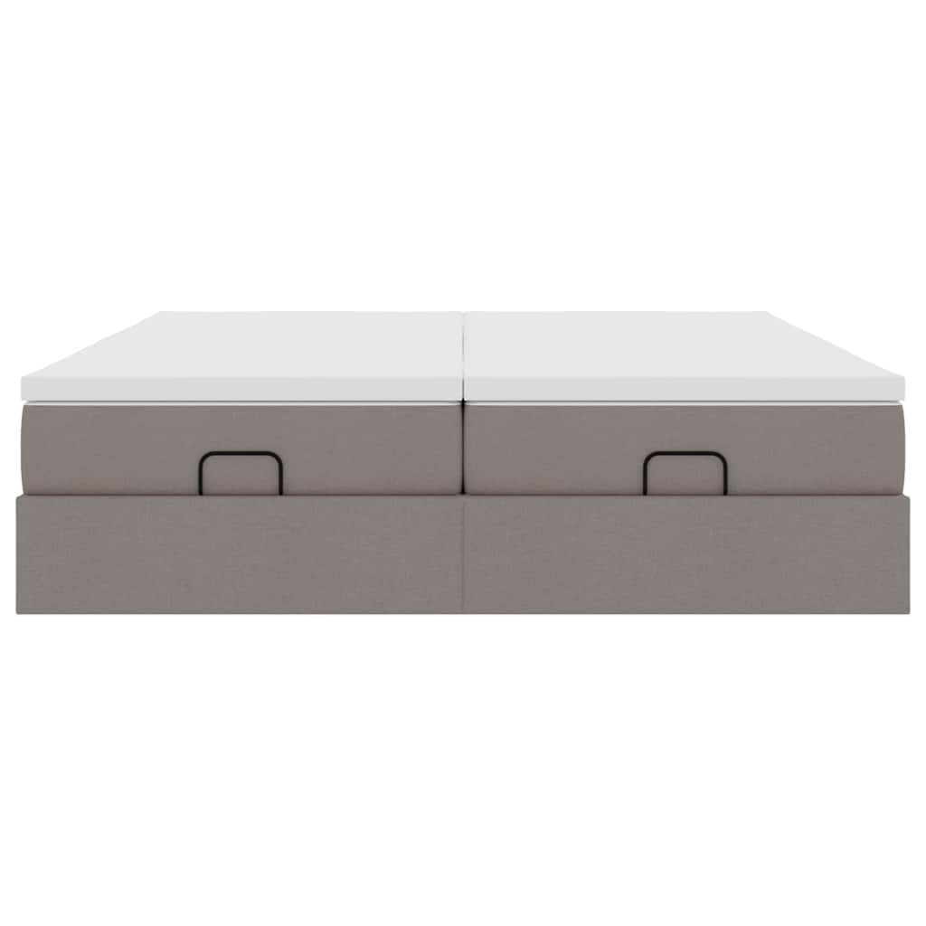 Ottoman-Bett mit Matratzen Taupe 200x200 cm Stoff
