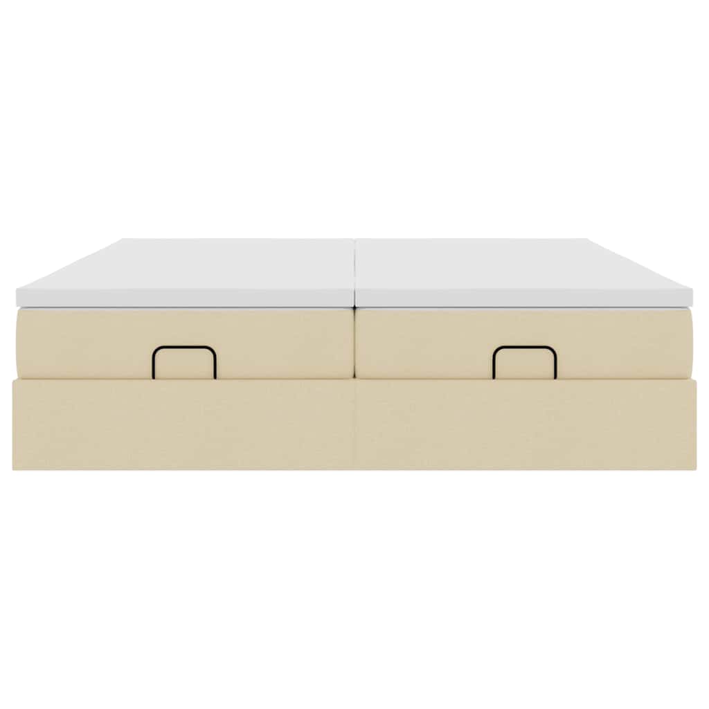 Ottoman-Bett mit Matratzen Creme 200x200 cm Stoff