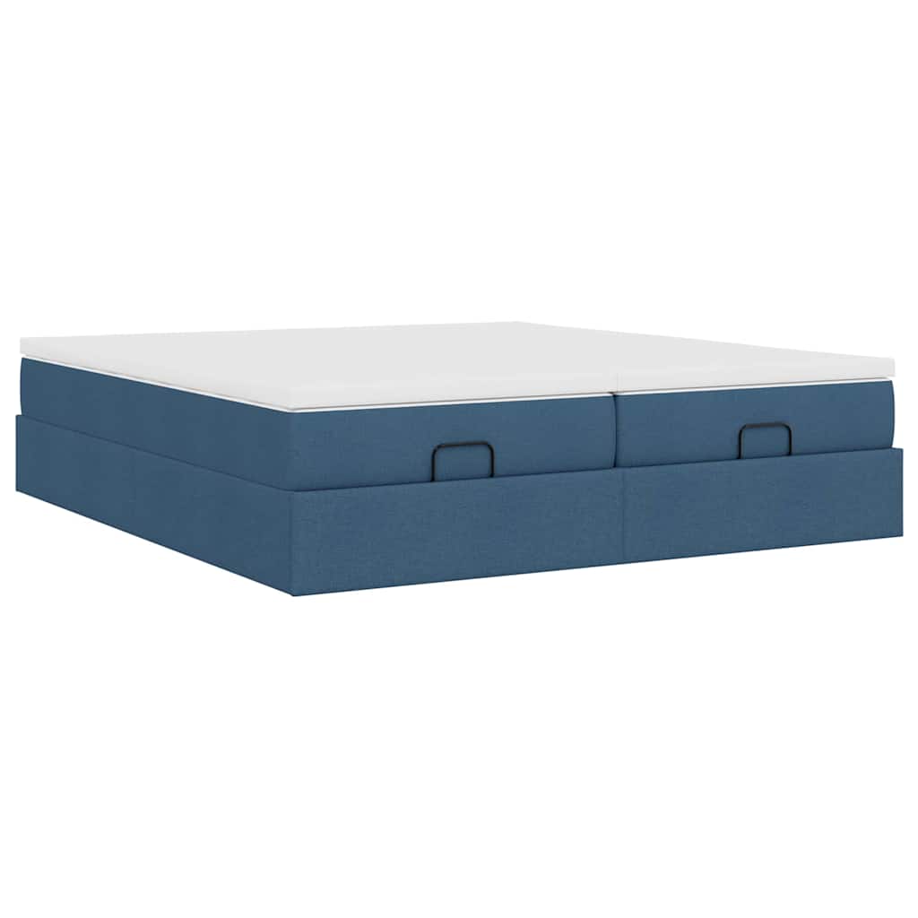 Ottoman-Bett mit Matratzen Blau 200x200 cm Stoff