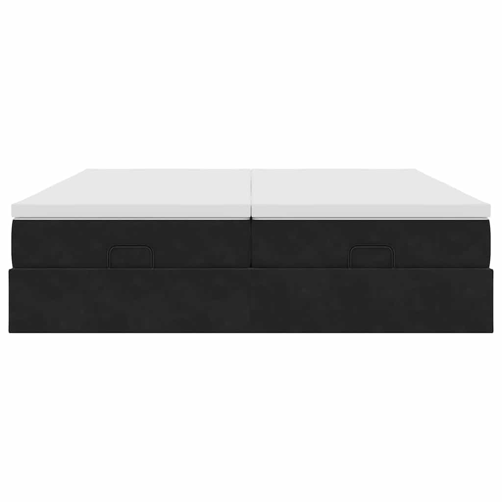 Ottoman-Bett mit Matratzen Schwarz 160x200 cm Samt