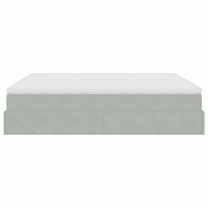 Ottoman-Bett mit Matratzen Hellgrau 180x200 cm Samt