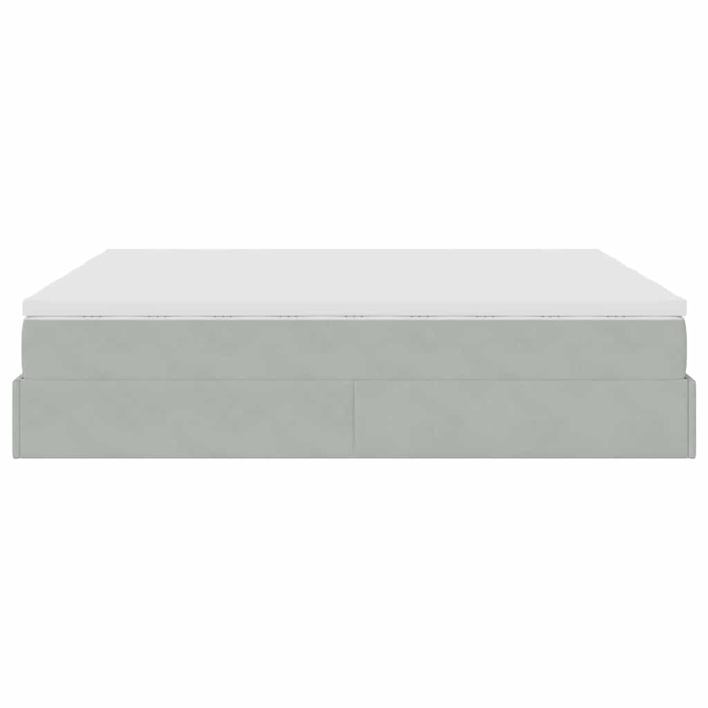 Lit ottoman avec matelas gris clair 180x200 cm velours