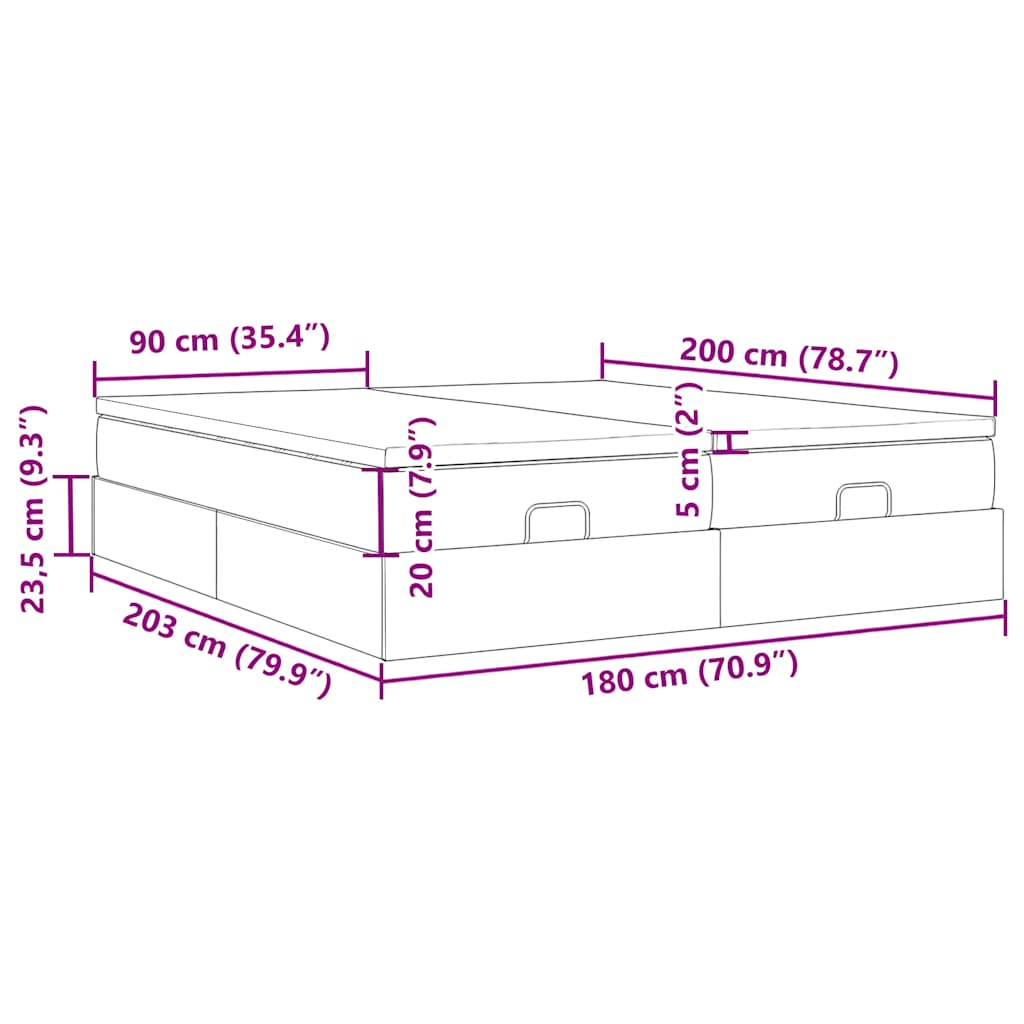 Ottoman-Bett mit Matratzen Dunkelgrau 180x200 cm Samt