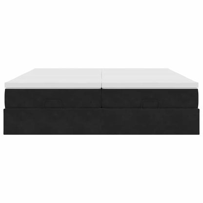 Ottoman-Bett mit Matratzen Schwarz 180x200 cm Samt