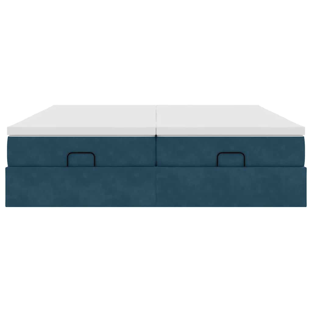 Ottoman-Bett mit Matratzen Dunkelblau 180x200 cm Samt
