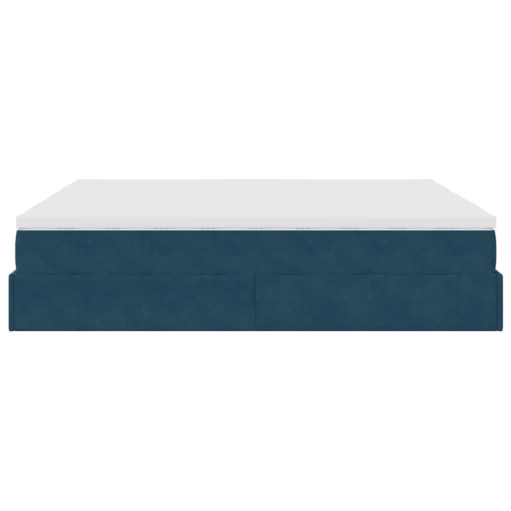 Ottoman-Bett mit Matratzen Dunkelblau 180x200 cm Samt