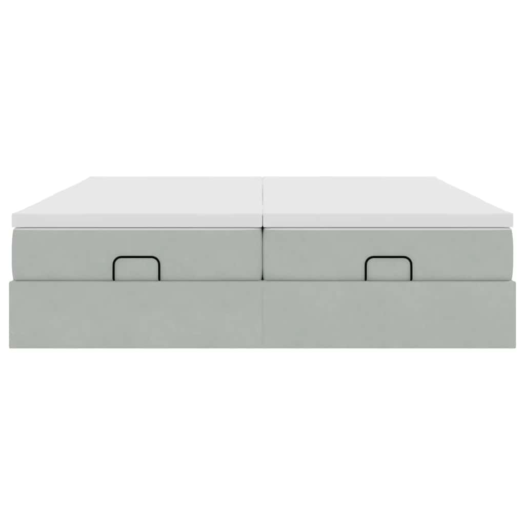 Ottoman-Bett mit Matratzen Hellgrau 200x200 cm Samt