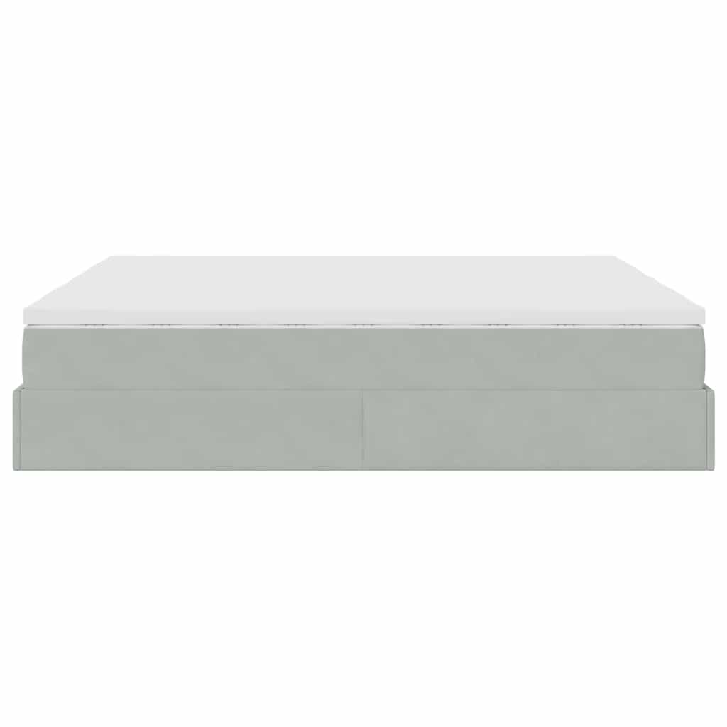 Ottoman-Bett mit Matratzen Hellgrau 200x200 cm Samt