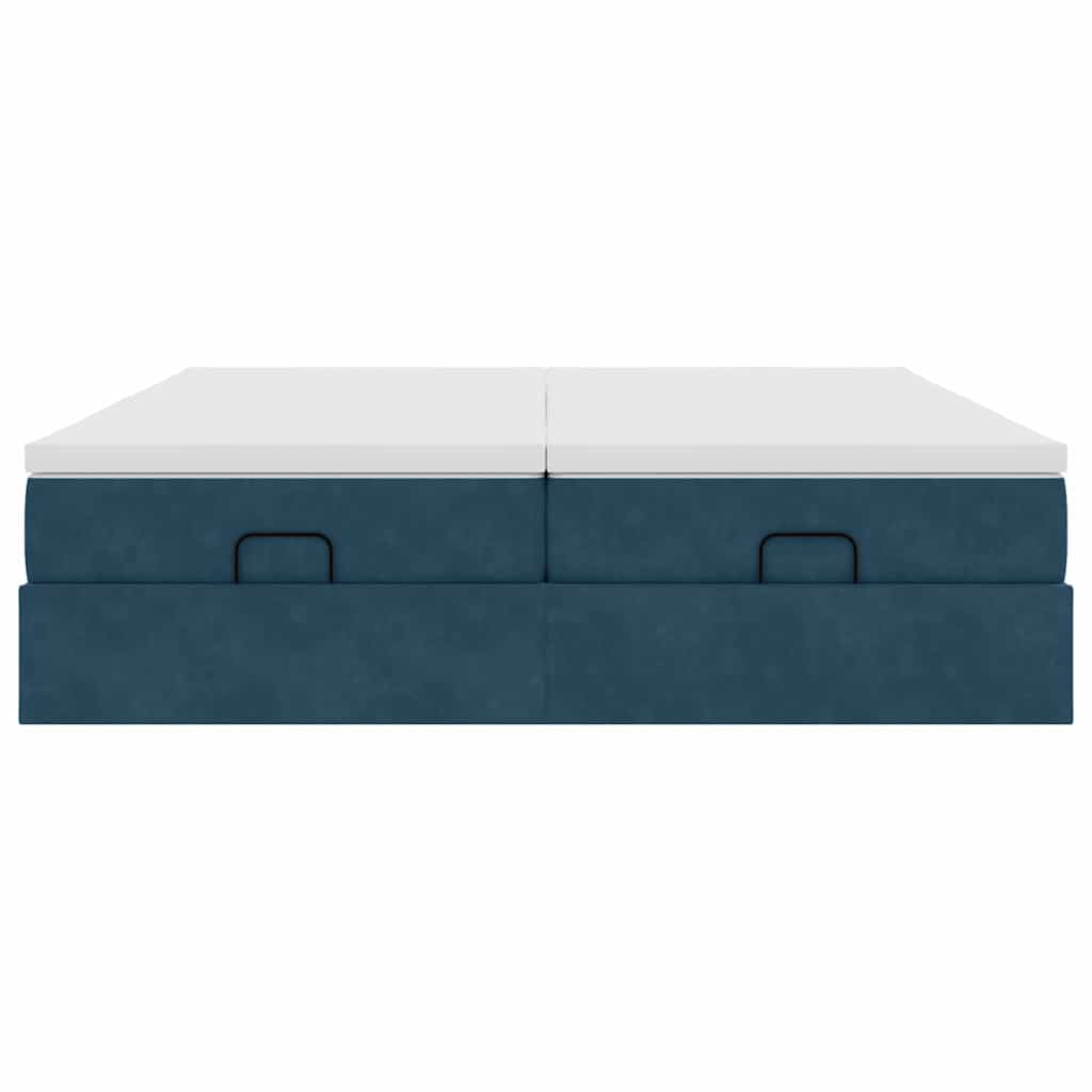 Ottoman-Bett mit Matratzen Dunkelblau 200x200 cm Samt