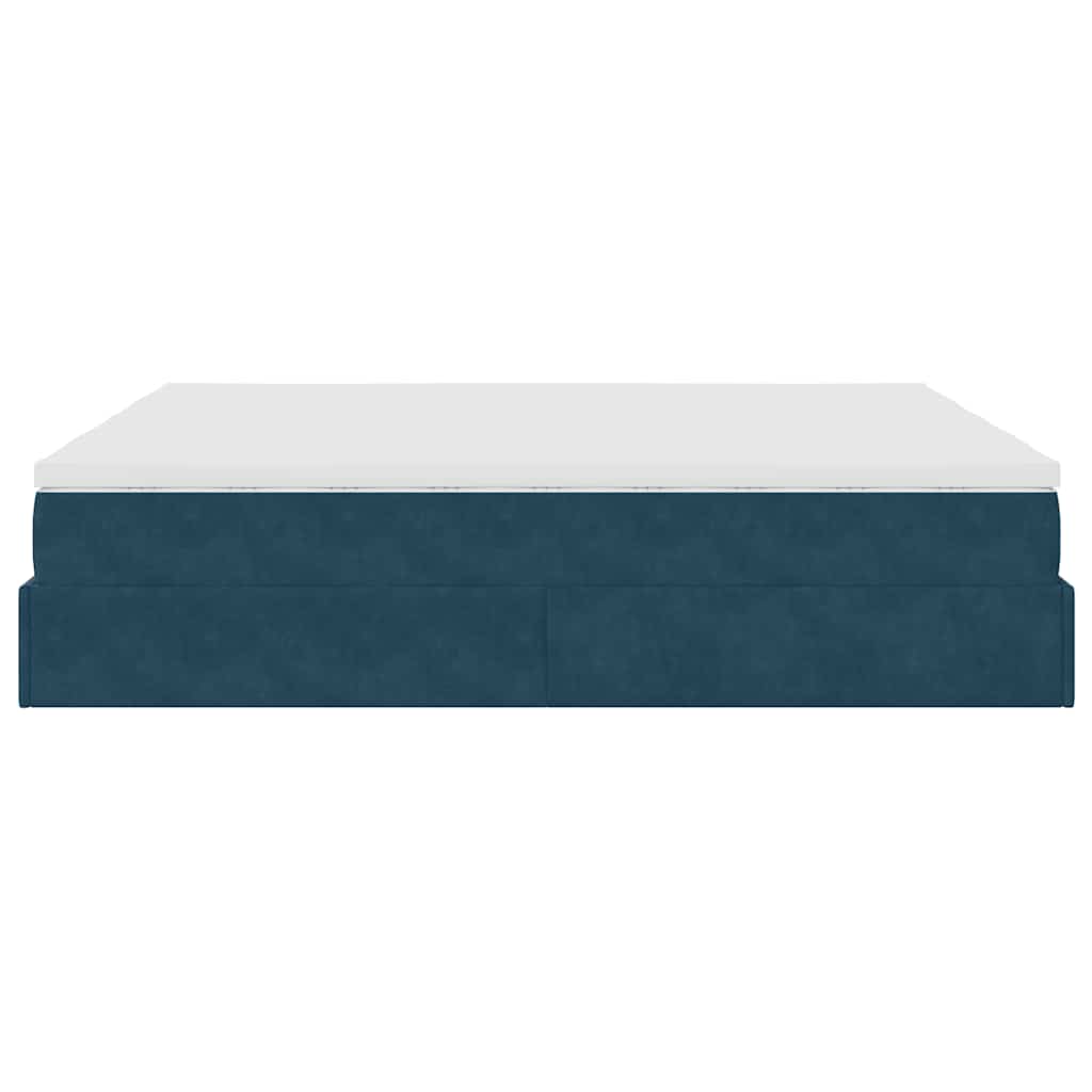 Ottoman-Bett mit Matratzen Dunkelblau 200x200 cm Samt