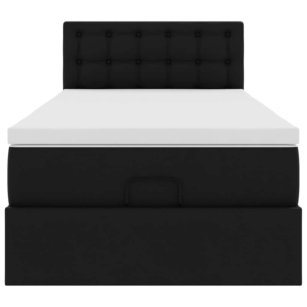 Ottoman-Bett mit Matratze Schwarz 90x190 cm Kunstleder