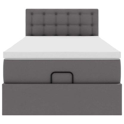 Ottoman-Bett mit Matratze Grau 90x200 cm Kunstleder