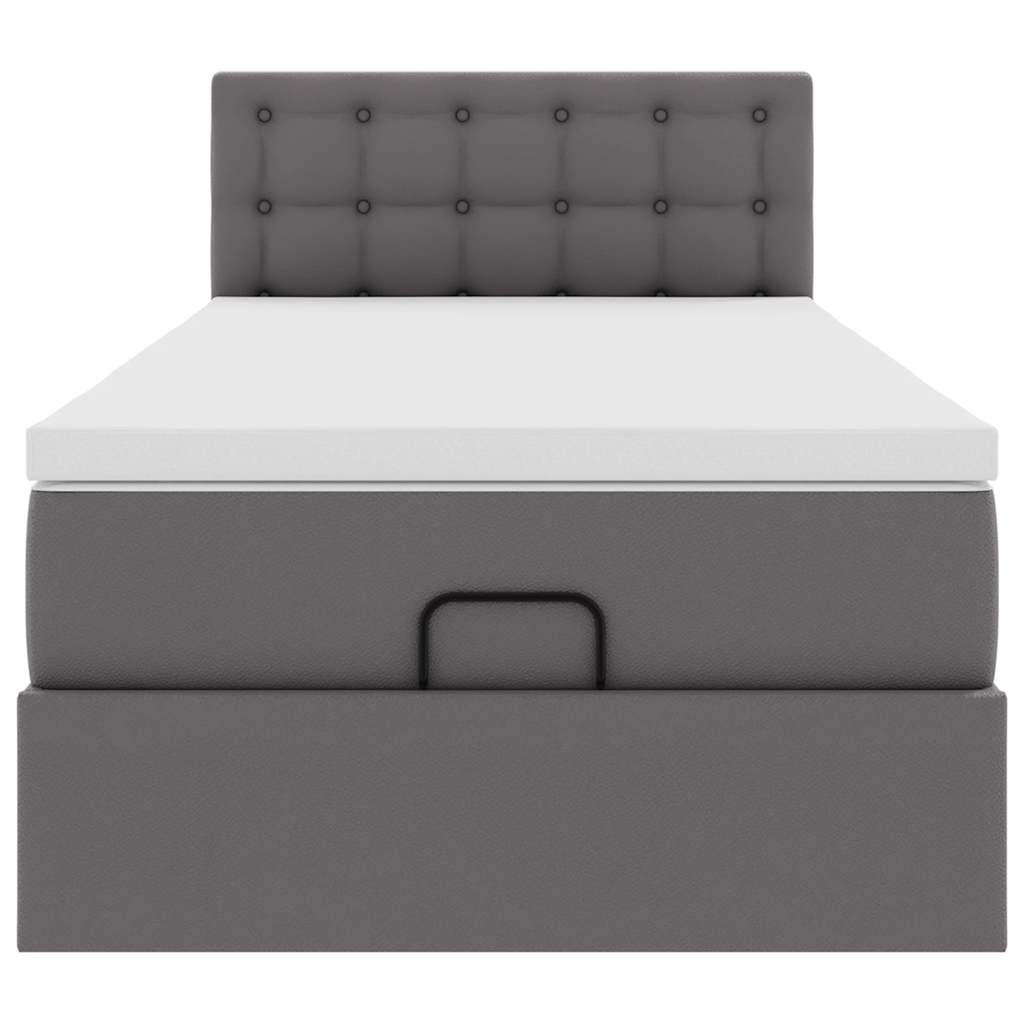 Ottoman-Bett mit Matratze Grau 90x200 cm Kunstleder