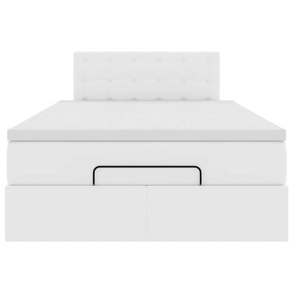 Ottoman-Bett mit Matratze Weiß 120x200 cm Kunstleder