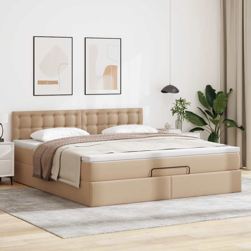 Ottoman-Bett mit Matratze Cappuccino-Braun 140x190cm Kunstleder