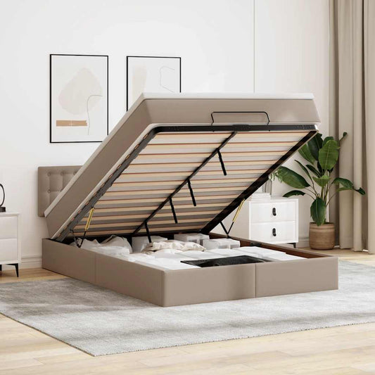 Ottoman-Bett mit Matratze Cappuccino-Braun 140x190cm Kunstleder