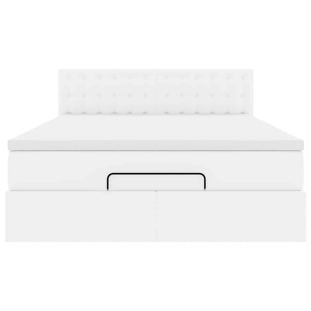 Ottoman-Bett mit Matratze Weiß 140x200 cm Kunstleder