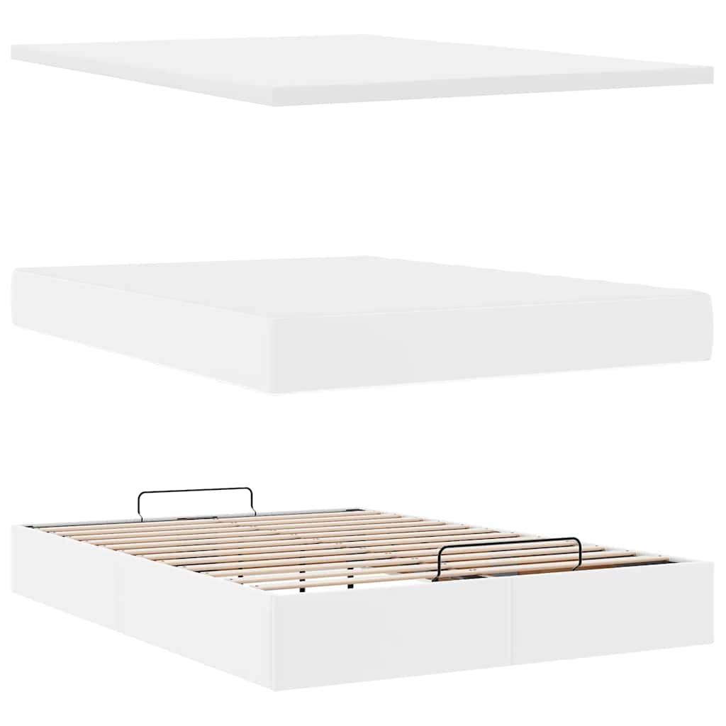 Ottoman-Bett mit Matratze Weiß 140x200 cm Kunstleder