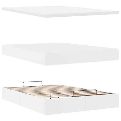 Ottoman-Bett mit Matratze Weiß 140x200 cm Kunstleder
