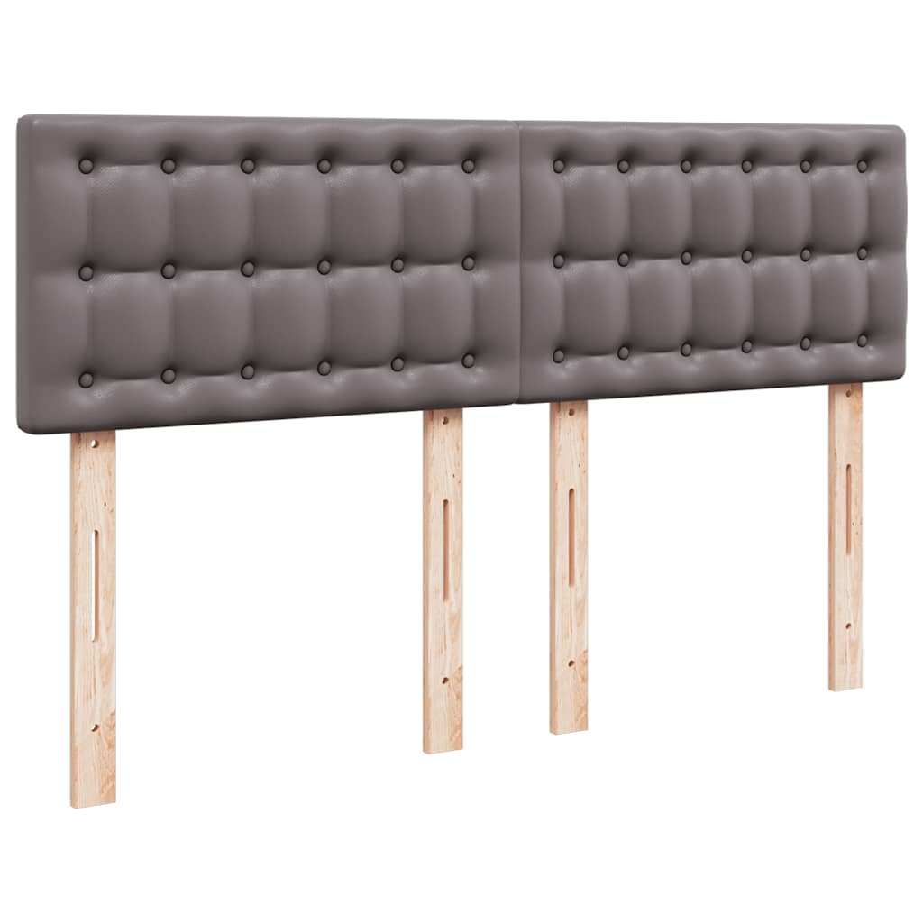 Lit ottoman avec matelas gris 140x200 cm en similicuir