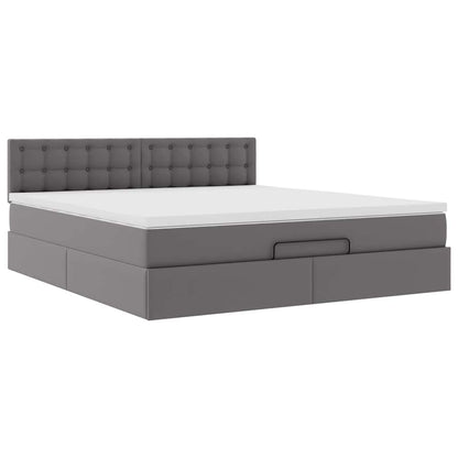 Ottoman-Bett mit Matratze Grau 160x200 cm Kunstleder