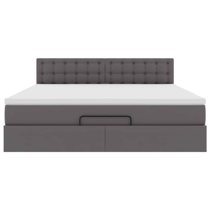 Ottoman-Bett mit Matratze Grau 160x200 cm Kunstleder