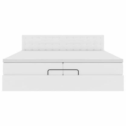 Ottoman-Bett mit Matratzen Weiß 200x200 cm Kunstleder