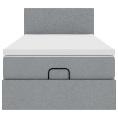 Ottoman-Bett mit Matratze Hellgrau 80x200 cm Stoff