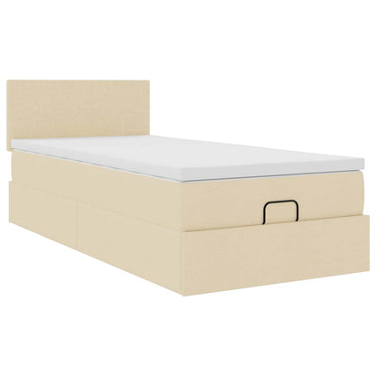 Ottoman-Bett mit Matratze Creme 90x190 cm Stoff