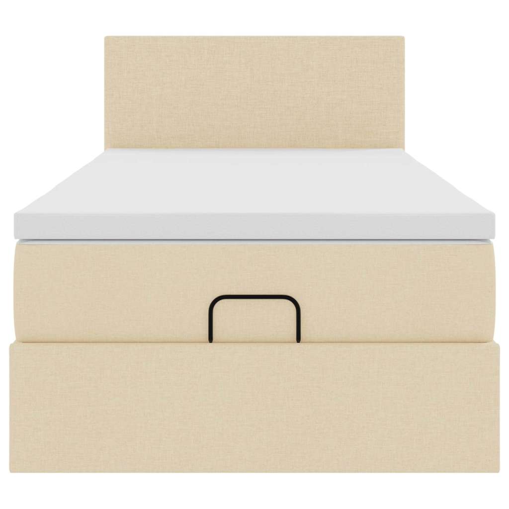 Ottoman-Bett mit Matratze Creme 90x200 cm Stoff