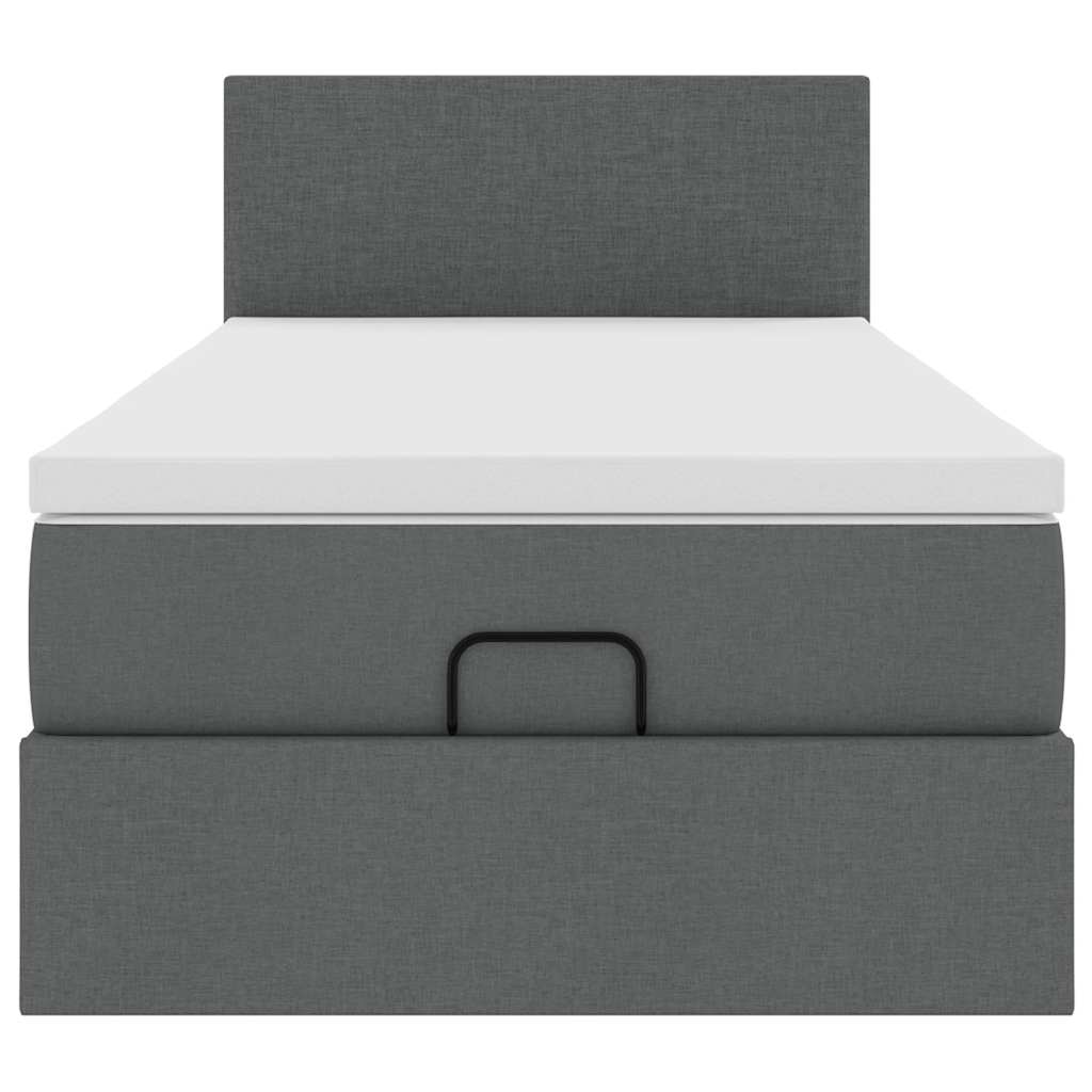 Ottoman bed with mattress dark grey 100x200 cm fabric