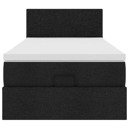 Ottoman-Bett mit Matratze Schwarz 100x200 cm Stoff