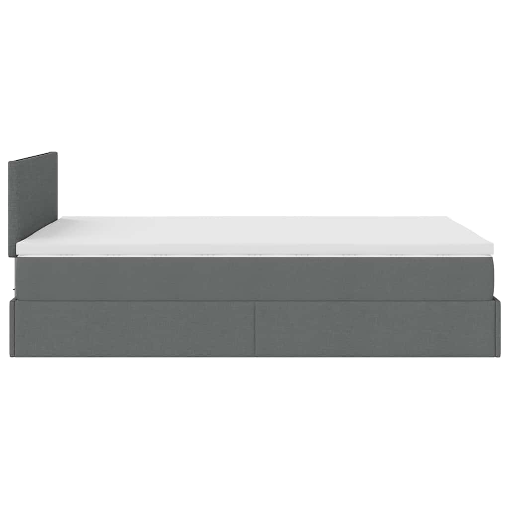 Lit ottoman avec matelas en tissu gris foncé 120x200 cm