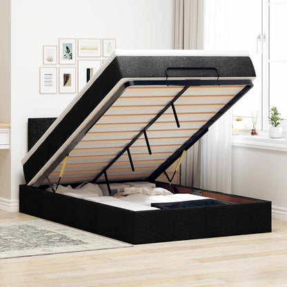 Ottoman-Bett mit Matratze Schwarz 120x200 cm Stoff