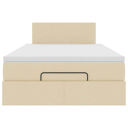 Ottoman-Bett mit Matratze Creme 120x200 cm Stoff
