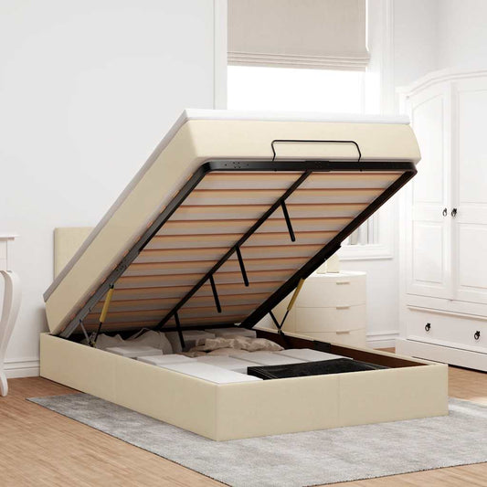 Ottoman-Bett mit Matratze Creme 120x200 cm Stoff