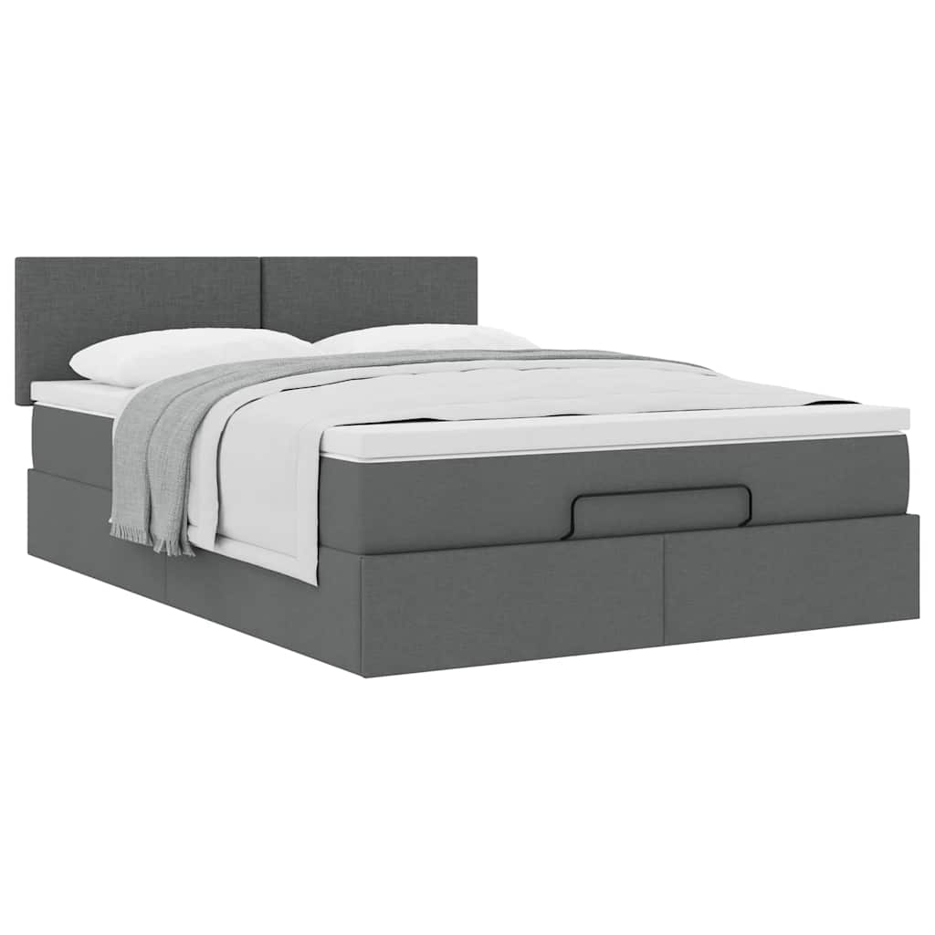 Ottoman-Bett mit Matratze Dunkelgrau 140x190 cm Stoff