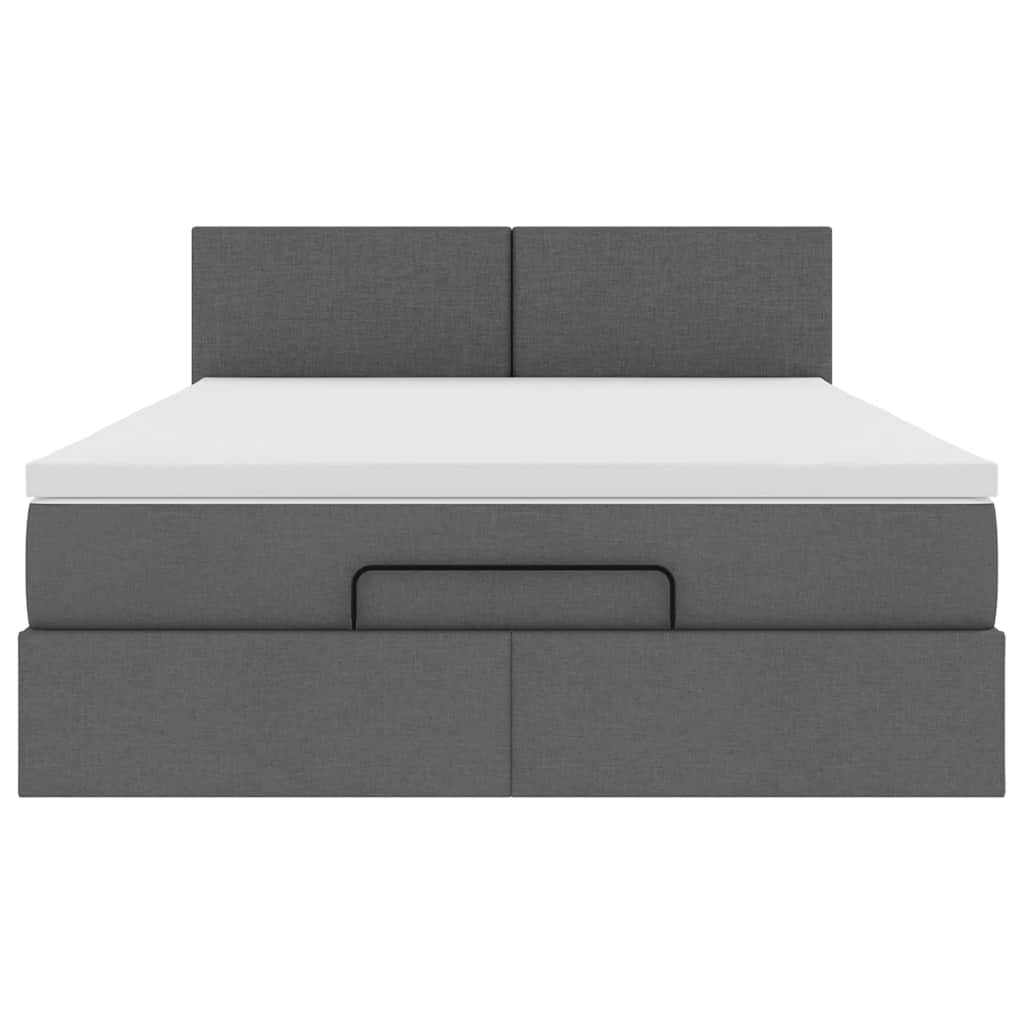 Ottoman-Bett mit Matratze Dunkelgrau 140x190 cm Stoff