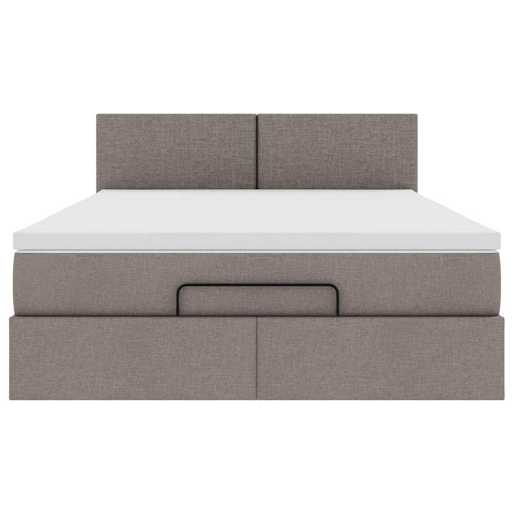 Ottoman-Bett mit Matratze Taupe 140x190 cm Stoff