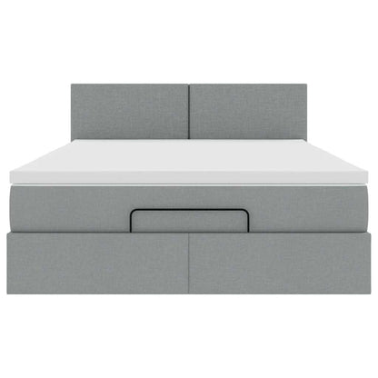 Ottoman-Bett mit Matratze Hellgrau 140x200 cm Stoff