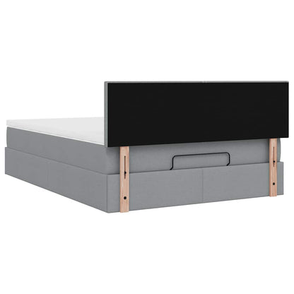 Ottoman-Bett mit Matratze Hellgrau 140x200 cm Stoff