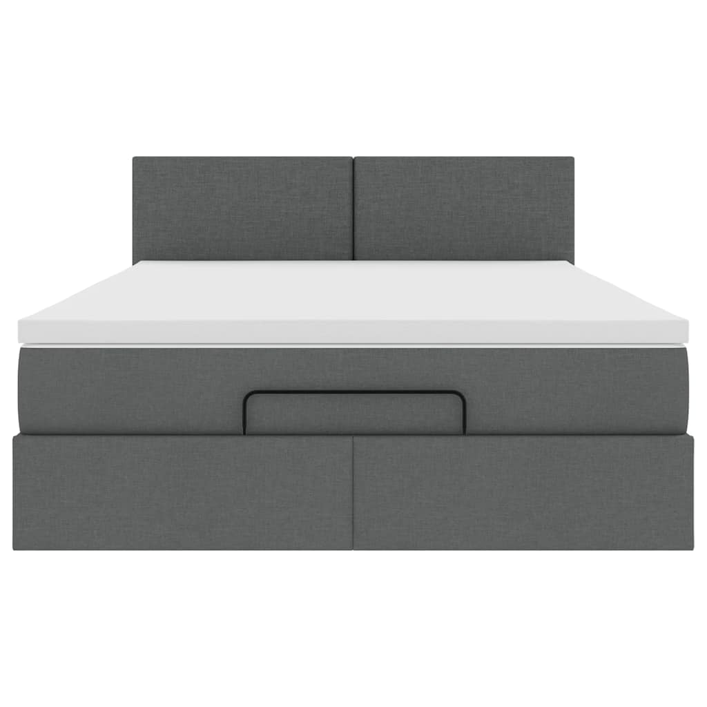 Ottoman-Bett mit Matratze Dunkelgrau 140x200 cm Stoff
