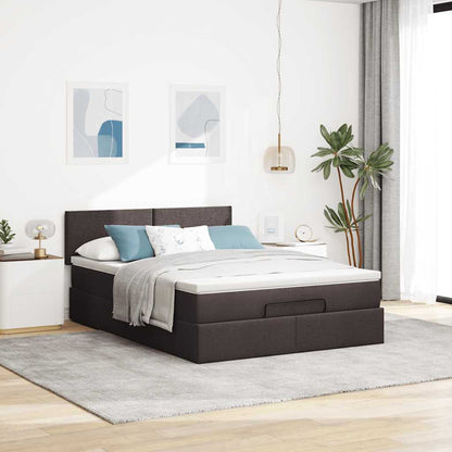 Ottoman-Bett mit Matratze Dunkelbraun 140x200 cm Stoff