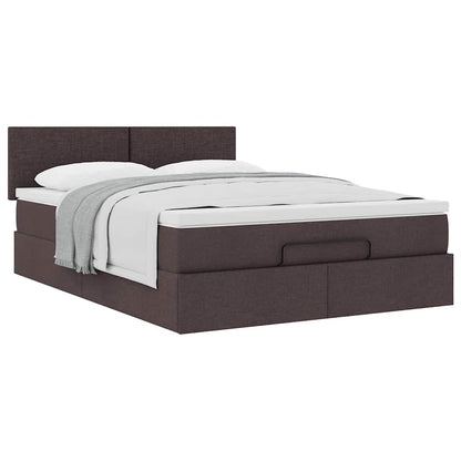 Ottoman-Bett mit Matratze Dunkelbraun 140x200 cm Stoff