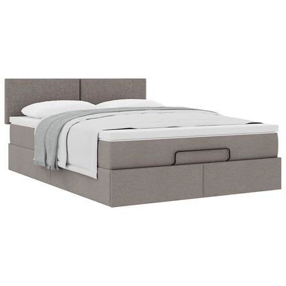 Ottoman-Bett mit Matratze Taupe 140x200 cm Stoff