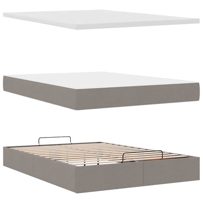 Ottoman-Bett mit Matratze Taupe 140x200 cm Stoff