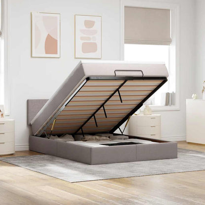 Ottoman-Bett mit Matratze Taupe 140x200 cm Stoff