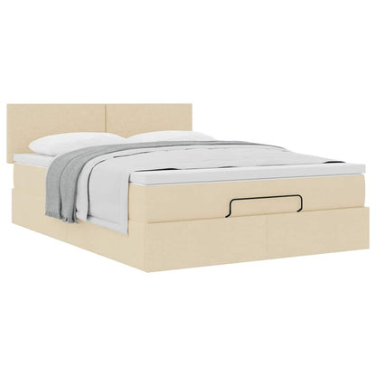 Ottoman-Bett mit Matratze Creme 140x200 cm Stoff